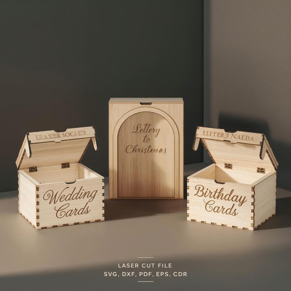 β¨ Event Card Box Laser Cut Bundle | Wedding, Birthday & Christmas Card Holder SVG Files - Image 3