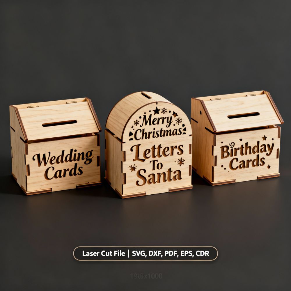 β¨ Event Card Box Laser Cut Bundle | Wedding, Birthday & Christmas Card Holder SVG Files - Image 2