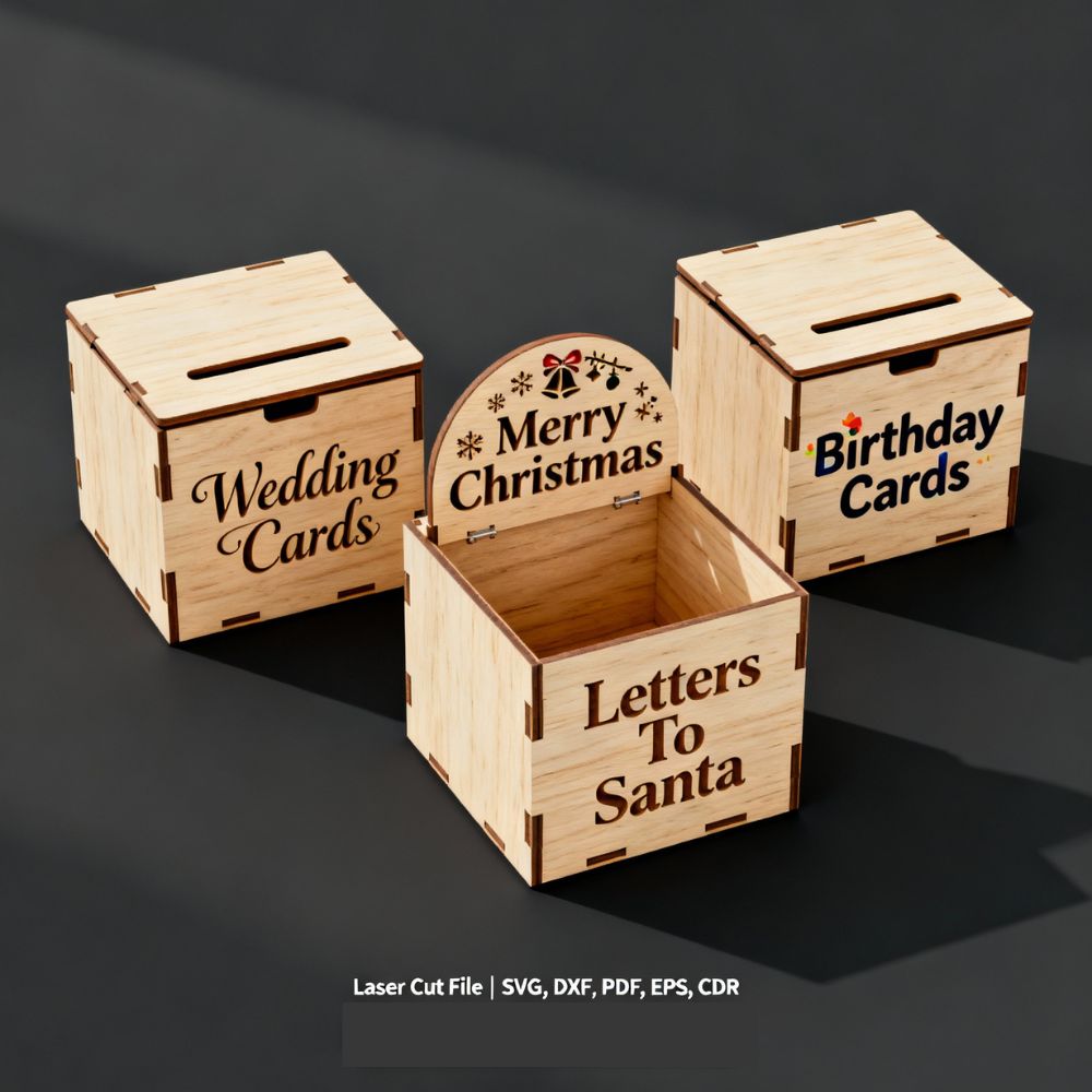 β¨ Event Card Box Laser Cut Bundle | Wedding, Birthday & Christmas Card Holder SVG Files