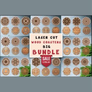 Laser Cut Wood Coasters Big Bundle | Mandala & Geometric Coaster SVG Set | CNC & Glowforge Files