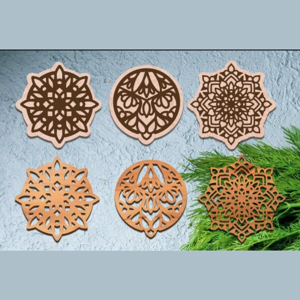 Laser Cut Wood Coasters Big Bundle | Mandala & Geometric Coaster SVG Set | CNC & Glowforge Files - Image 5