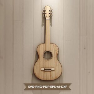 🎸 Laser Cut Wood Guitar SVG | Music Lover Wall Art | CNC & Glowforge File