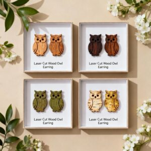 π¦ Laser Cut Wood Owl Earrings Bundle | Woodland Jewelry SVG DXF EPS PNG | Nature-Inspired Laser Files