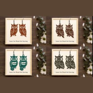 Laser Cut Wood Owl Earring SVG Set3