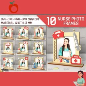 🩺💖 10 Nurse Photo Frames SVG Bundle | Laser Cut Picture Frame Set | Nurse Gift | CNC & Glowforge Files