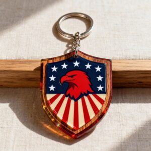 Patriotic Eagle Shield Keychain SVG | American Flag Keychain Laser Cut File