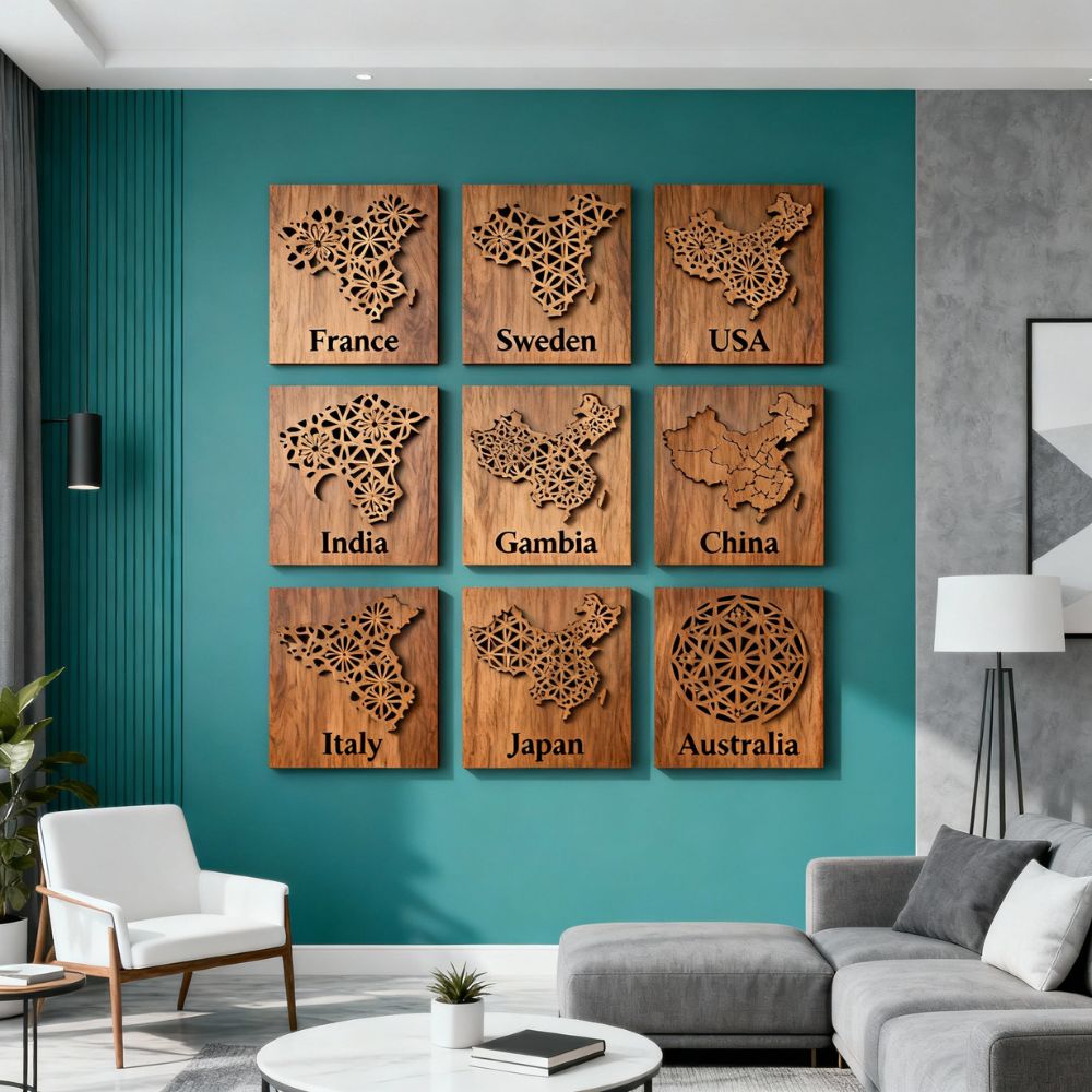 World Country Map Wall Art SVG Bundle | Laser Cut Geographic Decor Set - Image 7