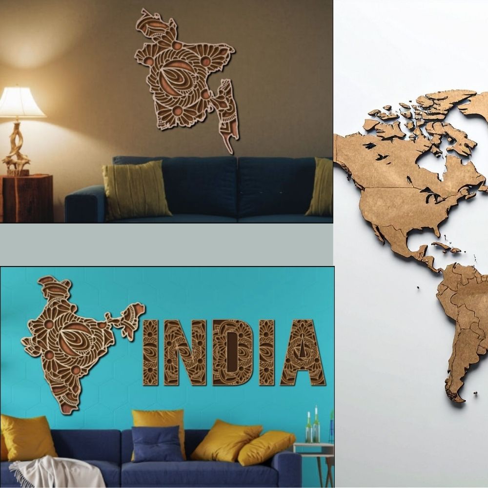 World Country Map Wall Art SVG Bundle | Laser Cut Geographic Decor Set - Image 5