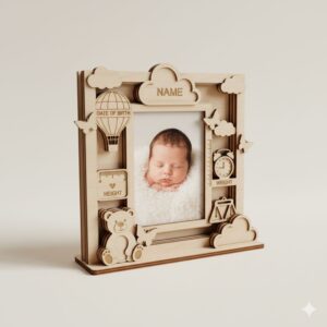 Personalized Baby Milestone Wooden Photo Frame | Custom Birth Stats Gift ๐๐ปโจ