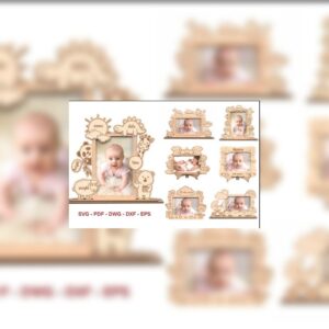 Personalized Baby Photo Frame SVG Bundle | Custom Newborn Keepsake | Nursery Wall Decor | Laser Cut Wooden Frames | CNC & Glowforge Files