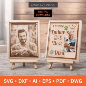 Happy Father’s Day Laser Cut Sign | Best Dog Dad Wooden Plaque | Personalized Pet Gift for Him | Laser Cutting SVG DXF Files 🐾💙