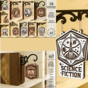 Book Genre Sign Laser Cut Bundle | Library & Bookstore Wall Decor SVG Set