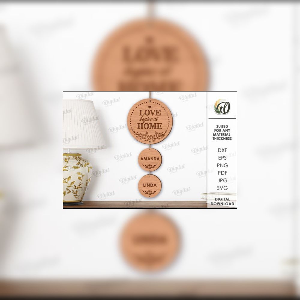 Family Sign Laser Cut Bundle | 10 Home Quote SVG Designs | Personalized Name Tags | Layered Wood Sign Templates | Digital Download - Image 2