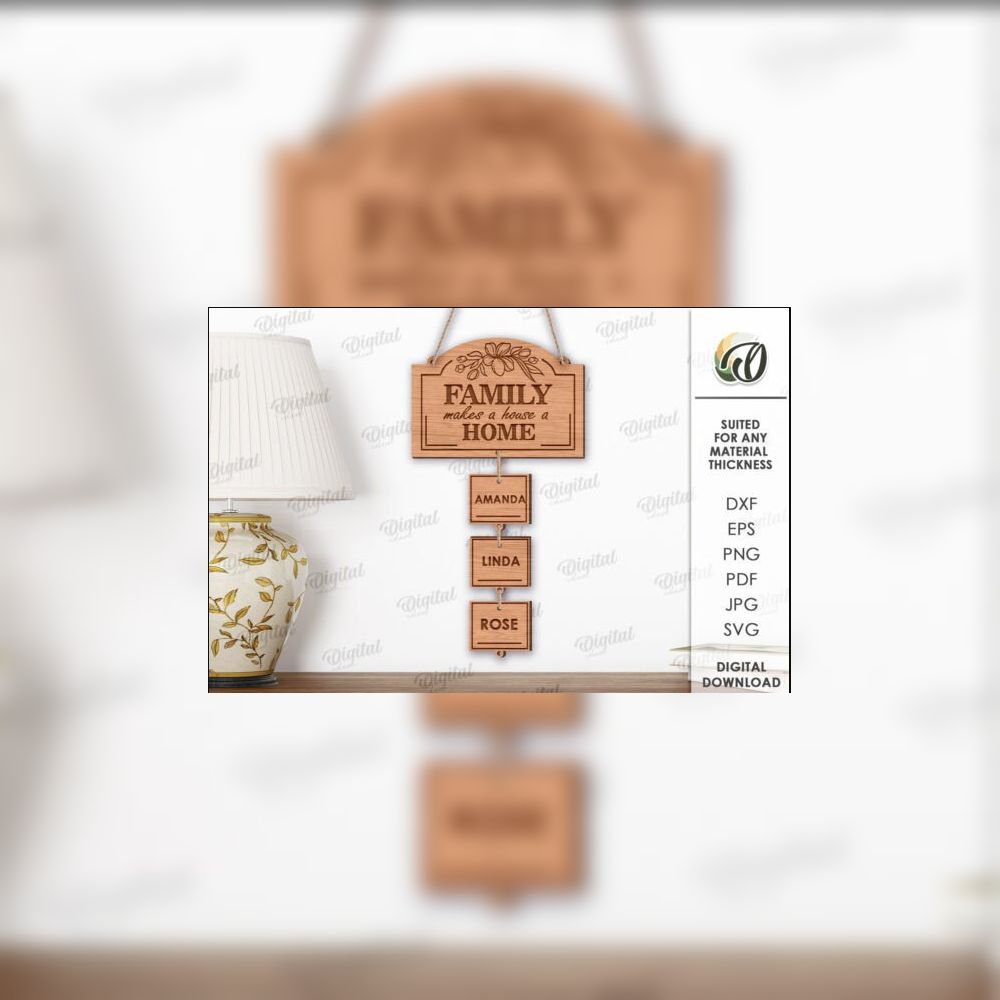 Family Sign Laser Cut Bundle | 10 Home Quote SVG Designs | Personalized Name Tags | Layered Wood Sign Templates | Digital Download - Image 6