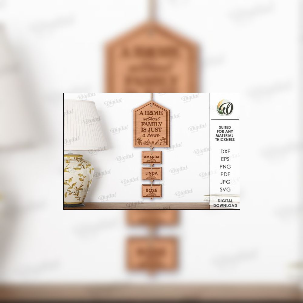 Family Sign Laser Cut Bundle | 10 Home Quote SVG Designs | Personalized Name Tags | Layered Wood Sign Templates | Digital Download - Image 4