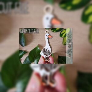 Goose Keychain Laser Cut File | Layered Ornament SVG | Personalized Name Tag Template | Wooden Bird Keychain Digital Download