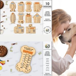 🐾 Pet Care Chart SVG Bundle | Laser Cut Pet Routine Tracker | Feeding & Walk Schedule Board 🐕🐈