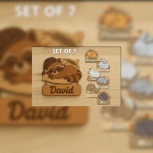 Personalized Nursery Name Sign SVG Bundle | 7 Sleeping Animal Designs | Laser Cut Files for Kids’ Room Decor