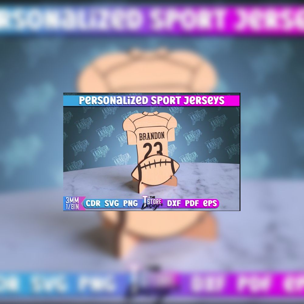 Personalized Sport Jerseys Laser Cut Bundle | CNC & Glowforge Files | Custom Wood Sign | Sports Gift Idea | SVG DXF PDF EPS PNG - Image 4