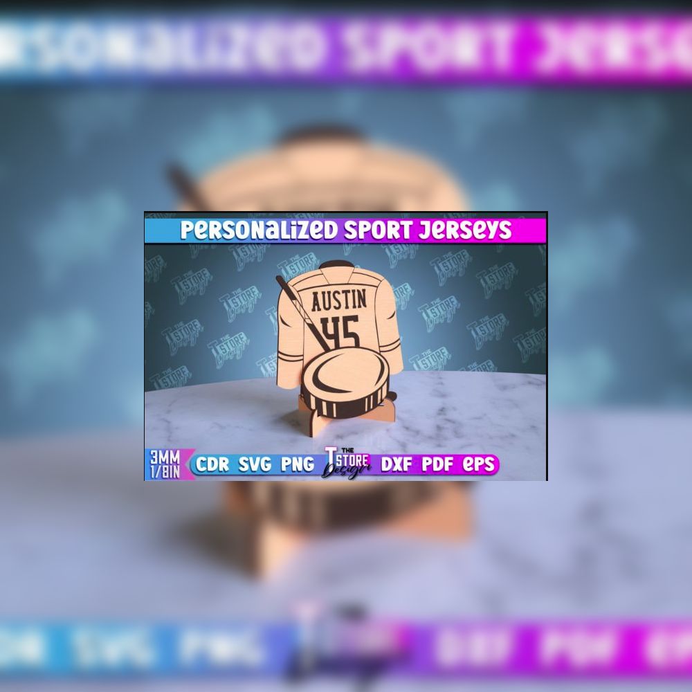 Personalized Sport Jerseys Laser Cut Bundle | CNC & Glowforge Files | Custom Wood Sign | Sports Gift Idea | SVG DXF PDF EPS PNG - Image 15
