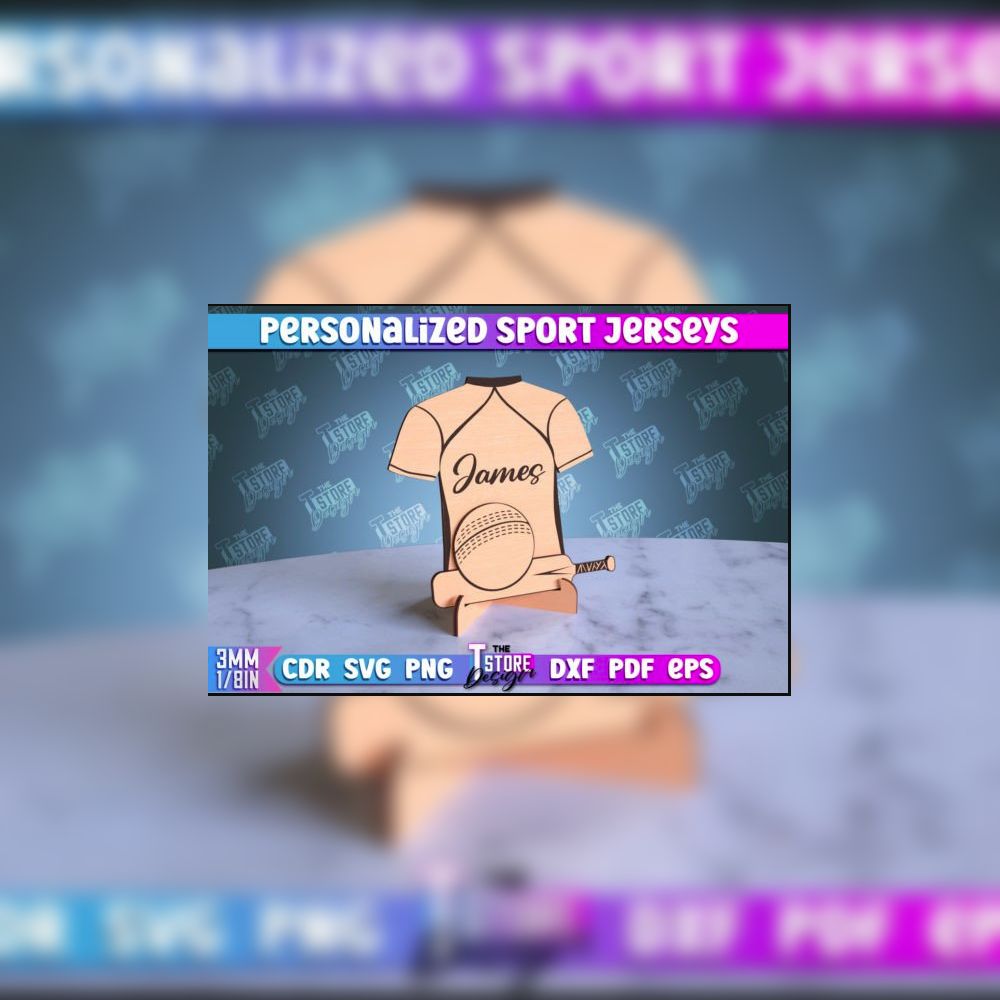 Personalized Sport Jerseys Laser Cut Bundle | CNC & Glowforge Files | Custom Wood Sign | Sports Gift Idea | SVG DXF PDF EPS PNG - Image 11