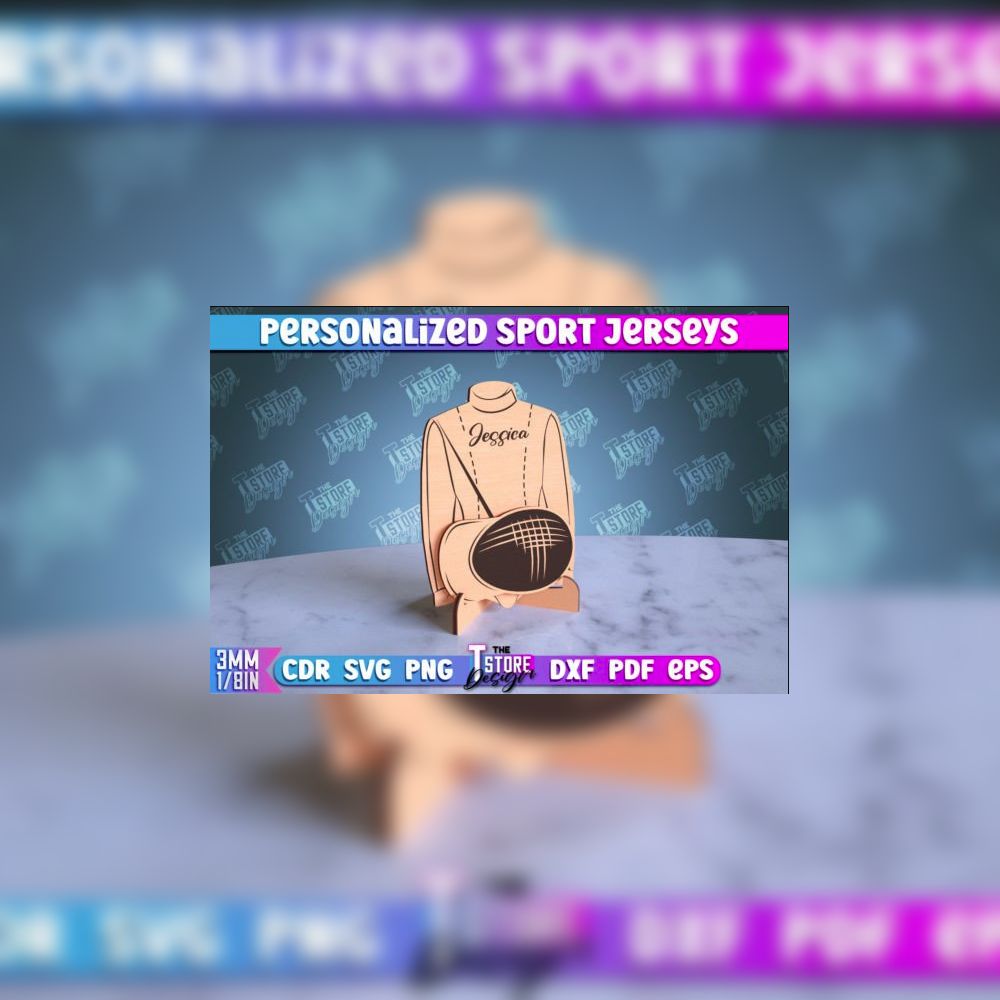 Personalized Sport Jerseys Laser Cut Bundle | CNC & Glowforge Files | Custom Wood Sign | Sports Gift Idea | SVG DXF PDF EPS PNG - Image 9