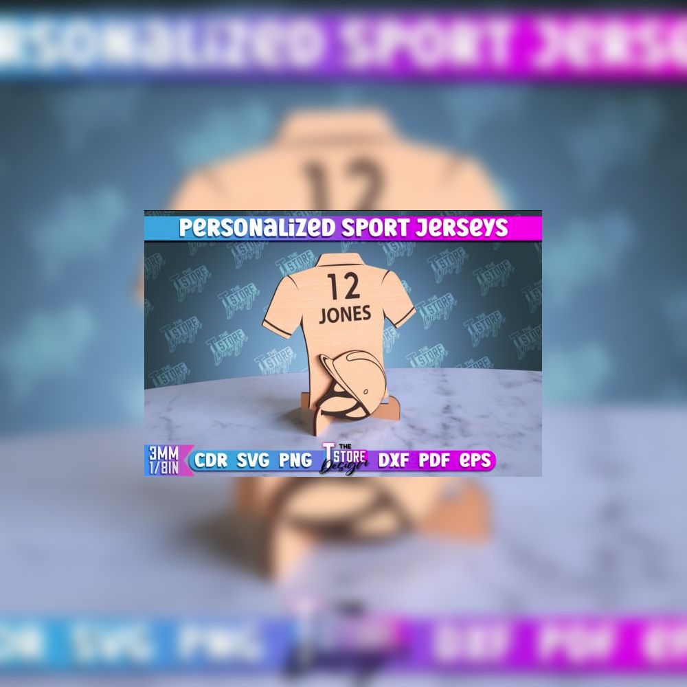 Personalized Sport Jerseys Laser Cut Bundle | CNC & Glowforge Files | Custom Wood Sign | Sports Gift Idea | SVG DXF PDF EPS PNG - Image 8