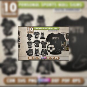Personalized Sports Decor Laser Cut Bundle | Sports Wall Sign SVG Files | CNC & Glowforge Ready Designs | Digital Download