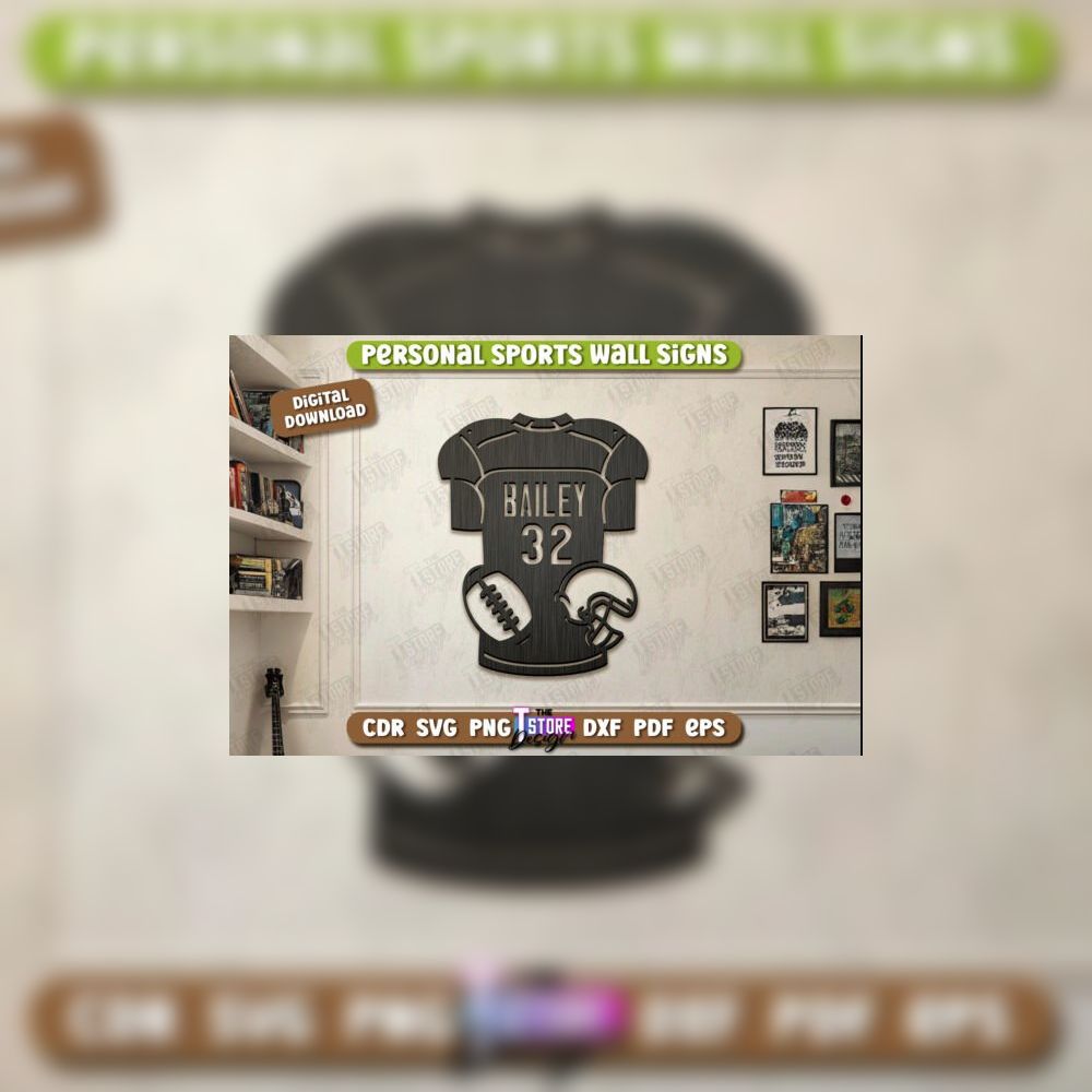 Personalized Sports Decor Laser Cut Bundle | Sports Wall Sign SVG Files | CNC & Glowforge Ready Designs | Digital Download - Image 5