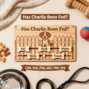 🐶 Has Charlie Been Fed? | Pets Tracker Magnet Board | Laser Cut Reminder | SVG Files for Glowforge, Cricut, xTool, and CNC Machines