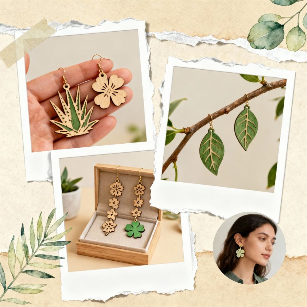 Botanical & Floral Laser Cut Earrings SVG Bundle | Wooden Jewelry Template - Image 6