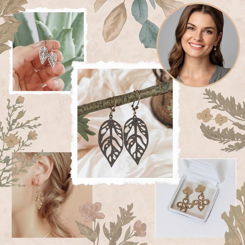 Botanical & Floral Laser Cut Earrings SVG Bundle | Wooden Jewelry Template - Image 2