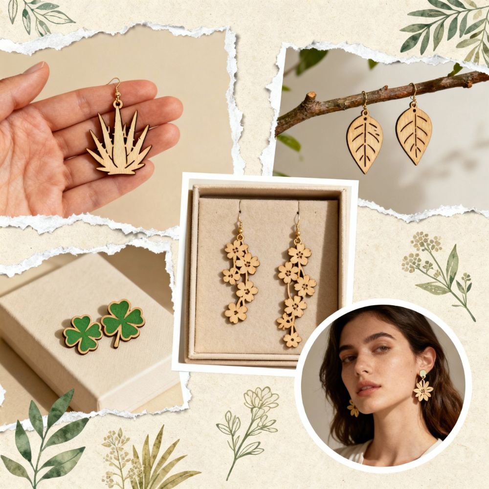 Botanical & Floral Laser Cut Earrings SVG Bundle | Wooden Jewelry Template