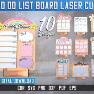 🗓️ To Do List Board Bundle | Weekly Planner | Desktop Organizer | Laser Cut SVG & CNC Files ✨