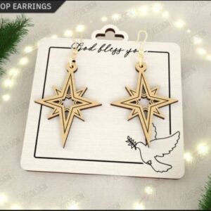 Nativity Scene Earrings SVG | Christmas Drop Earrings Laser Cut File | Christian Jewelry SVG for CNC & Glowforge | Holiday Dangle Earrings Template