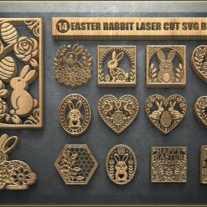 14 Easter Bunny Ornament SVG Bundle | Laser Cut Easter Decor Files