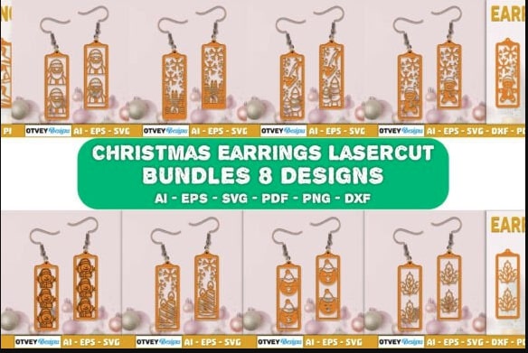 Christmas Earrings Laser Cut Bundle | 8 Festive SVG Designs