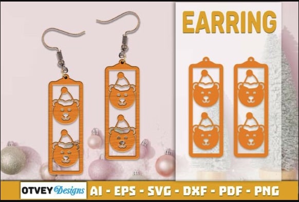 Christmas Earrings Laser Cut Bundle | 8 Festive SVG Designs - Image 2
