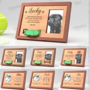Pet Memorial Frame SVG Bundle | Laser Cut Pet Memory Frame | Dog & Cat Loss Gift | Collar Holder Template