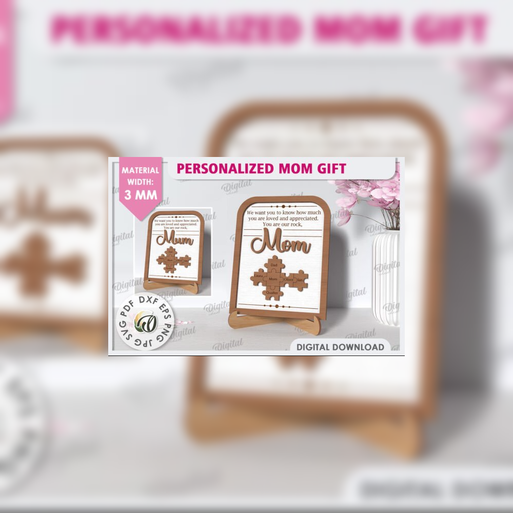 Personalized Mom Gift Puzzle Sign Bundle | 10 Laser Cut Designs | Mom & Mum SVG Set | Mother’s Day Wooden Plaque Template - Image 10
