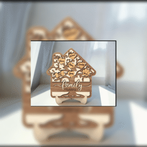 Laser Cut Family Tree Plaque SVG | Personalized Wooden House Sign | Custom Name Hearts | Layered Home Decor Gift