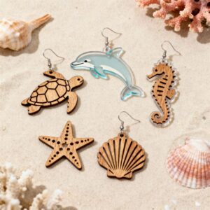 Ocean Animals Earrings SVG Bundle - Laser Cut File Templates for Cricut, Jewelry Making, Sea Creatures DIY Earrings