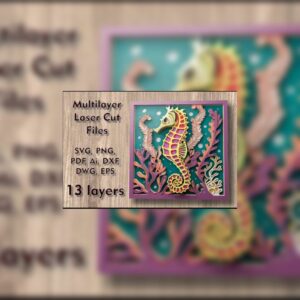 Seahorse 3D Mandala SVG | Layered Laser Cut Wall Art | Multilayer Ocean Decor | CNC & Cricut Files