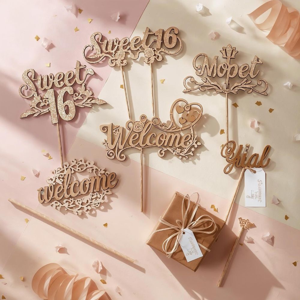 Sweet 16 Laser Cut Party Bundle | Birthday Décor SVG Set | Cake Toppers, Signs & Banners for Glowforge, Cricut & xTool - Image 2