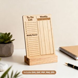 🗓️ To Do List Board | Weekly Planner | Desktop Organizer | Laser Cut SVG File ✨