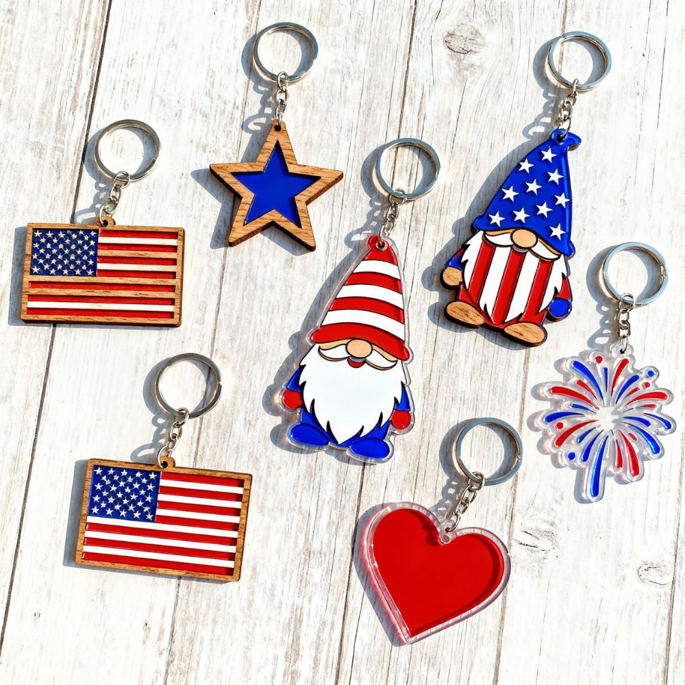 Patriotic Gnome Keychain SVG Bundle – Laser Cut 4th of July Designs for Glowforge, Cricut & More - Image 3