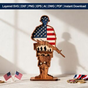 USA Soldier Layered Laser Cut File | Patriotic 3D Wall Art | Memorial Day & Veterans Day SVG