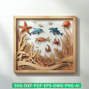 Under the Sea Layered Laser Cut Bundle | 6-Layer Ocean Scene SVG Files for Glowforge & Cricut