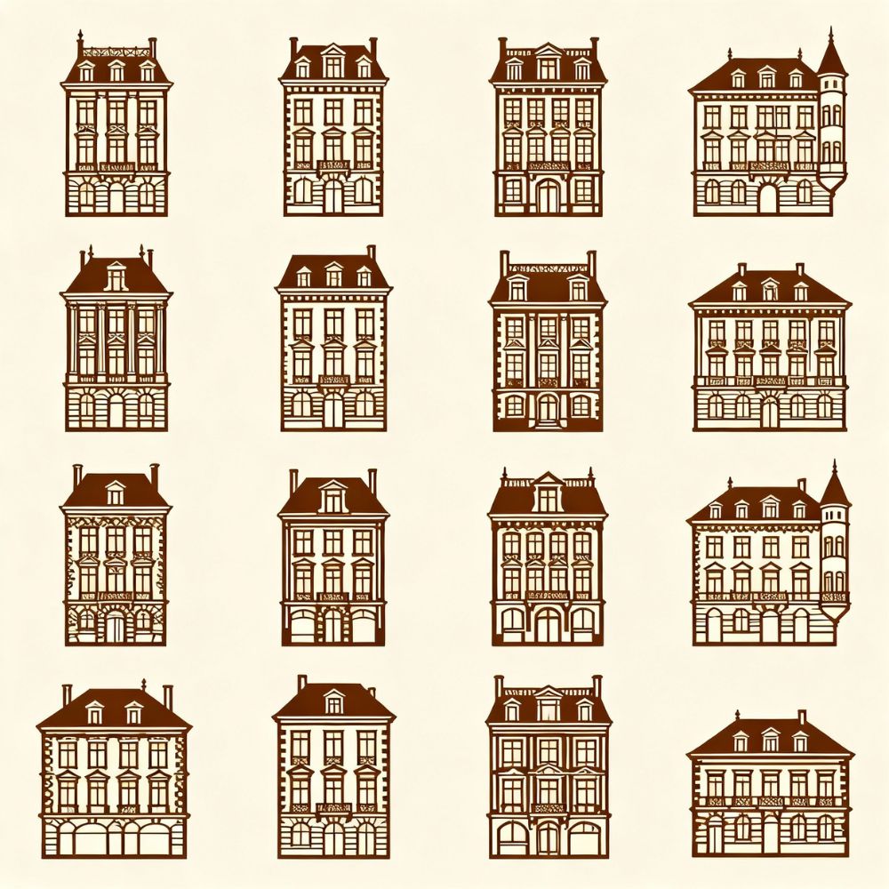 Vintage European Cityscape Vector Houses – 12 Old Town Designs for Cricut, Laser Cutting & Crafts - Image 4
