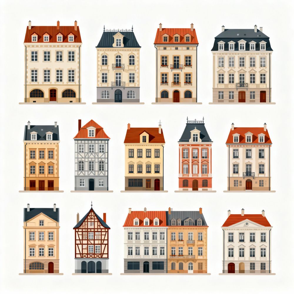Vintage European Cityscape Vector Houses – 12 Old Town Designs for Cricut, Laser Cutting & Crafts - Image 2